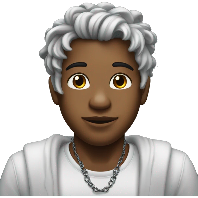 Menino cabelo preto piercing no nariz e brinco emoji