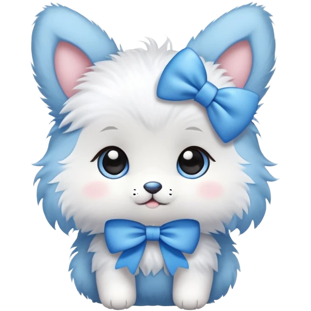 Cute furry baby blue bow  emoji