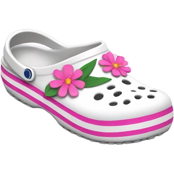 White Crocs with pink flowers emoji