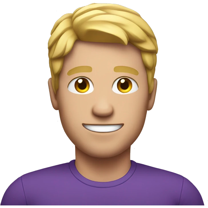 white man flexing with purple shirt on emoji