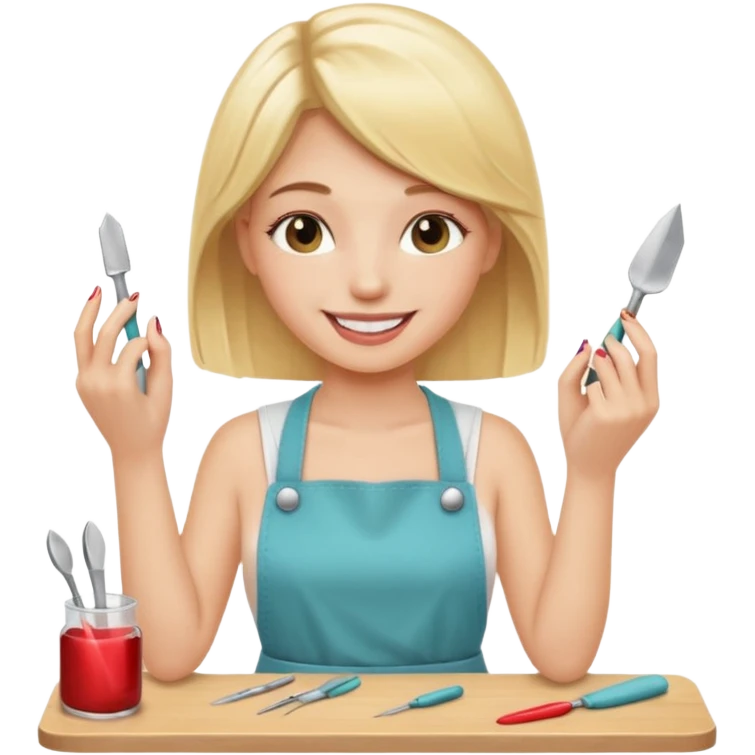 Blondie girl making nails emoji