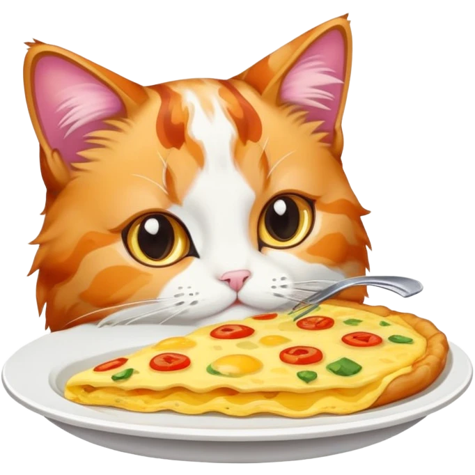 Calico Cat eating omelette emoji