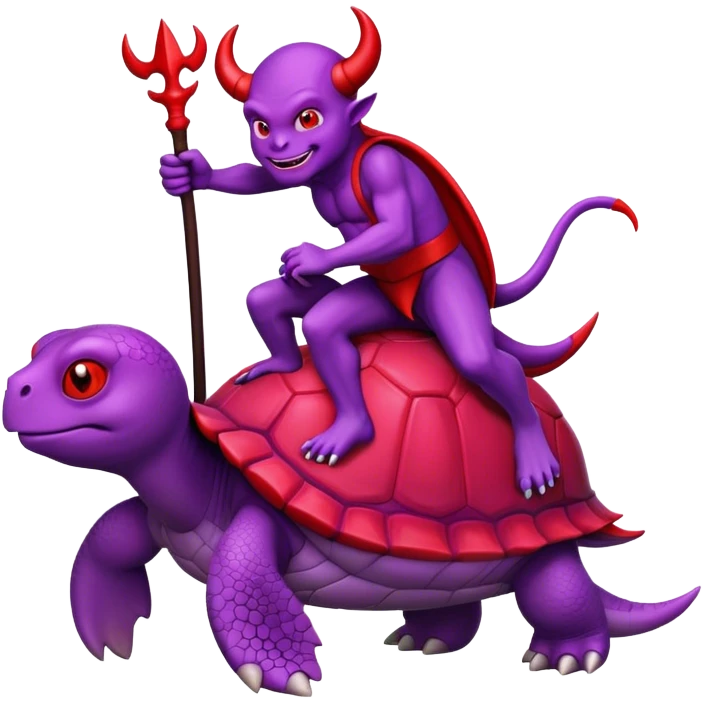 A devil riding a purple turtle emoji