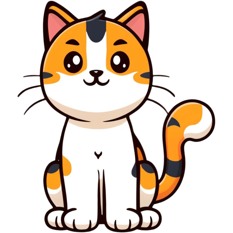 playful calico cat with paw up emoji