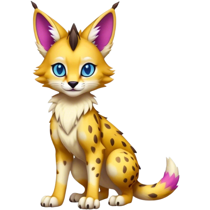 Cute Kawaii Epic Colorful Sergal-Serval-Vernid full body emoji