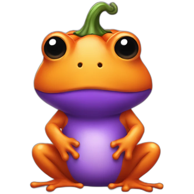 chibi purple frog dressed like pumpkin emoji