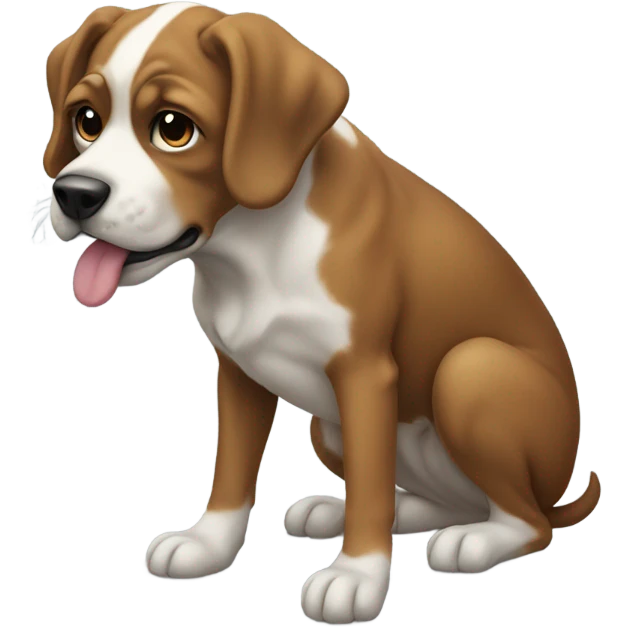 dog in a squatting posture,  it's in the middle of pooping emoji