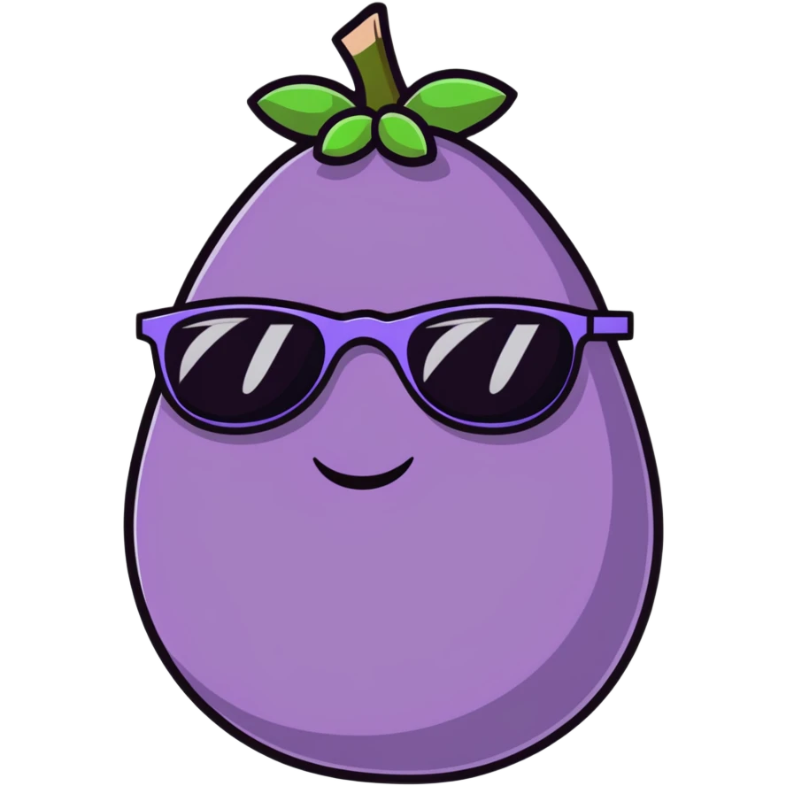 Eggplant with sunglasses  emoji