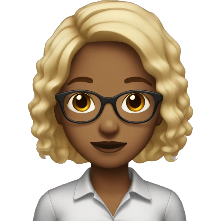 Girl with glasses and hair brown dark with lights blonde emoji