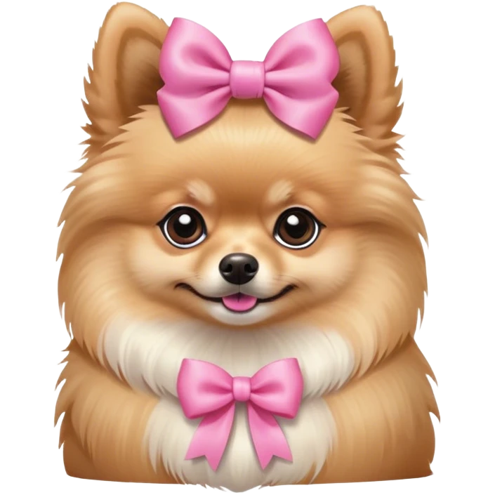 pomeranian dog with a pink bow emoji