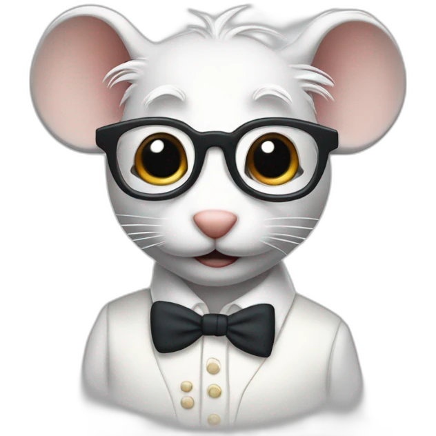 old jerry mouse with spectacles and white hair and white dress emoji