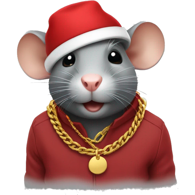 rat wearing red hat and gold chain emoji