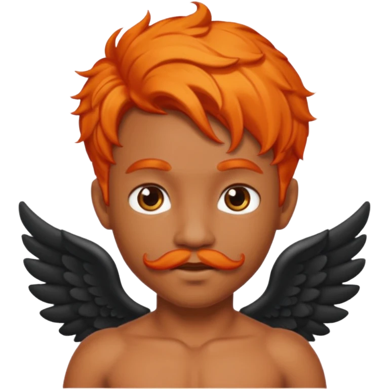 Black cupid with orange hair and mustache emoji