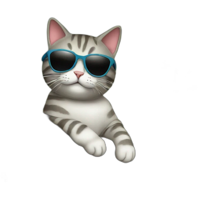 cat sitting on the tree with sunglasses emoji