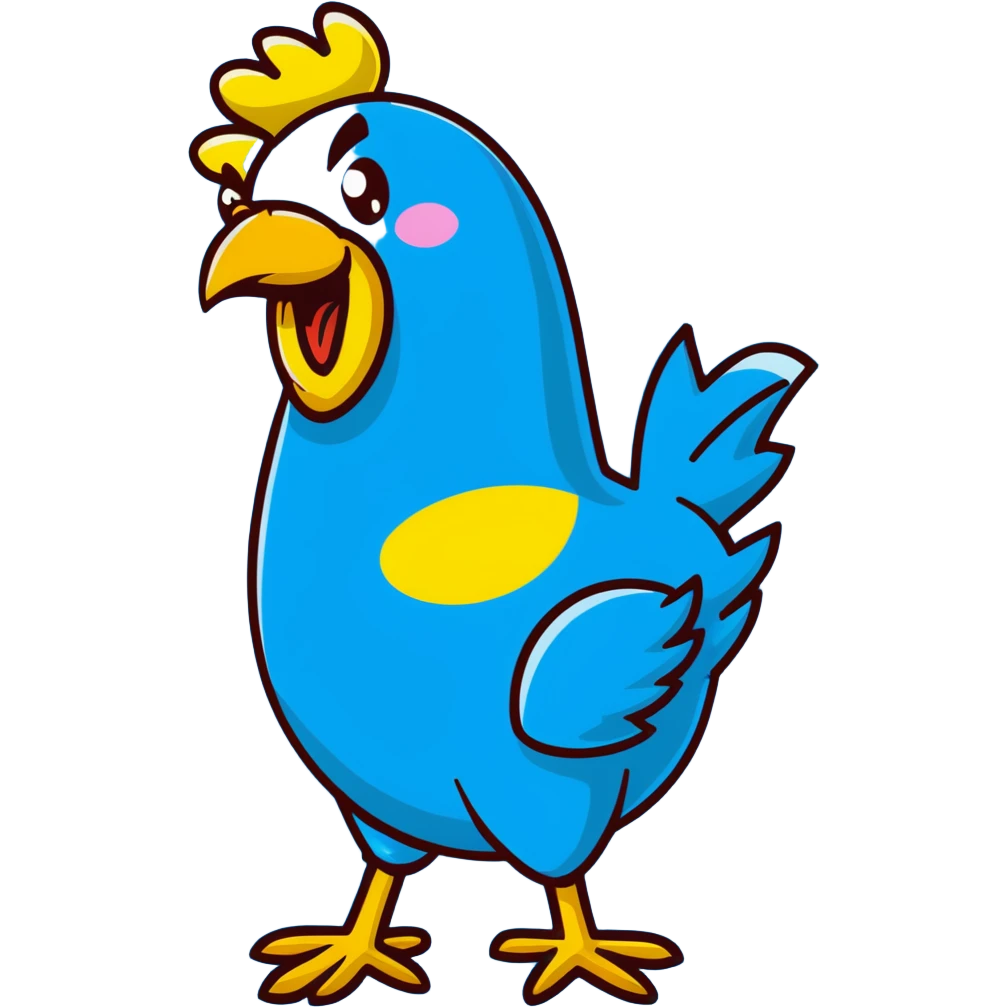 long neck yellow chicken shouting funny expression emoji