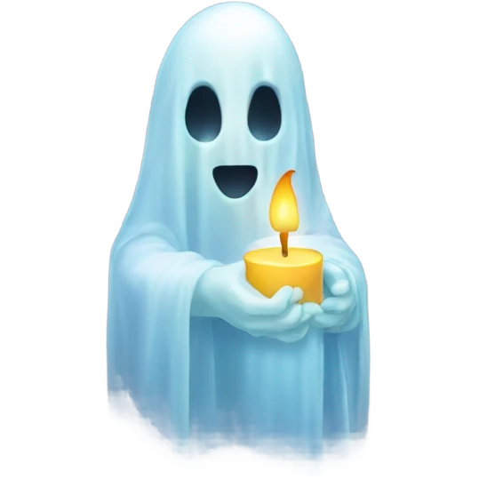 transparent ghost, ethereal with a candle, without shape. emoji