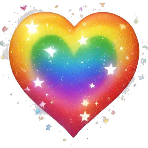 rainbow heart with sparkles emoji