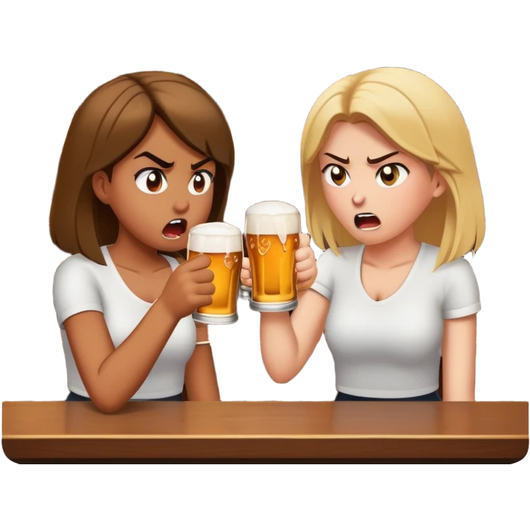 two girls arguing over one beer emoji