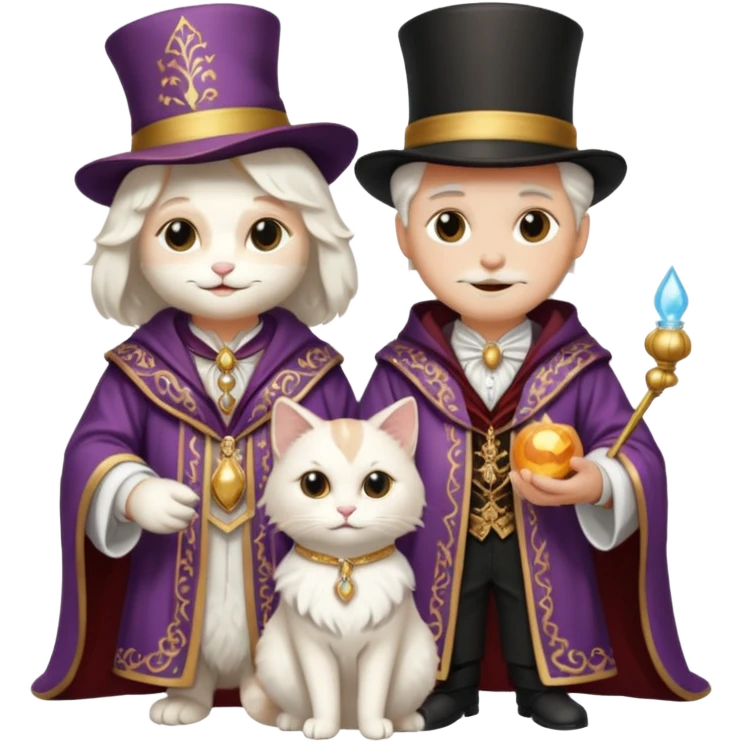 magician couple and their pet cat emoji