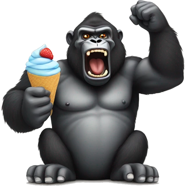 Angry Gorilla eating icecream emoji