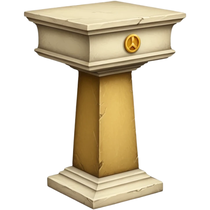 Greek whiteish yellow old ish pedestal that’s not too long a bit short. Only 1 pedestal. The top shoouldnt be that big. Make it forward view not birds view emoji