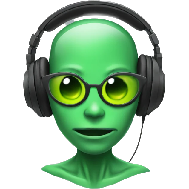 alien streamer with headphones, with green skin emoji