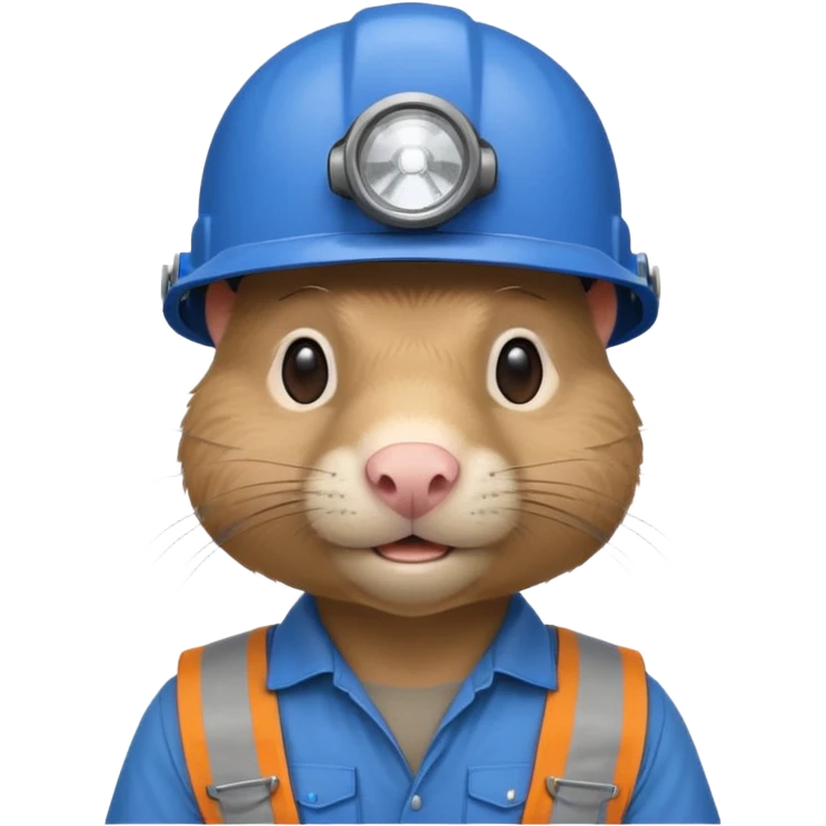 a mole rat, blue helmet, headlamp, worker cloth emoji