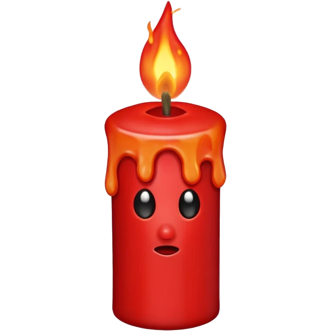 simple red candle burning with a red flame emoji