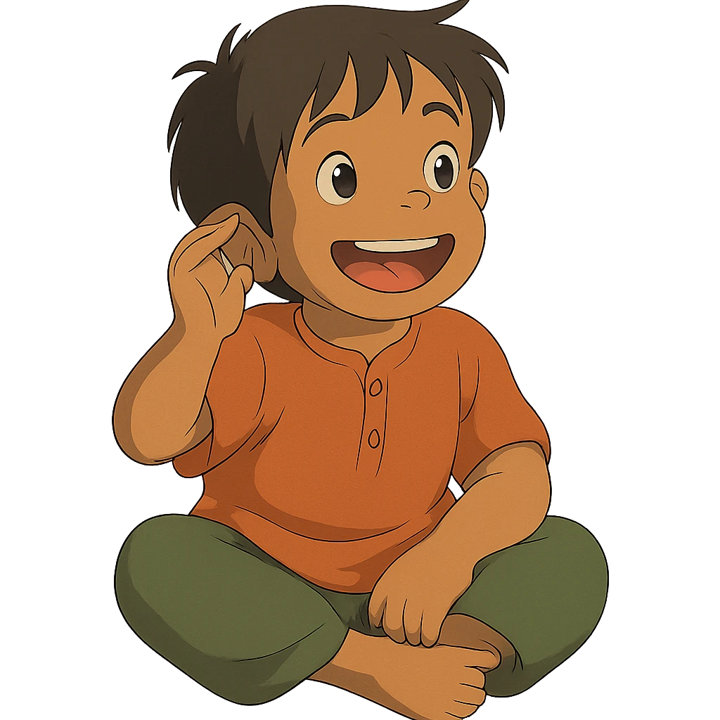 happy Indian kid listening to a story emoji