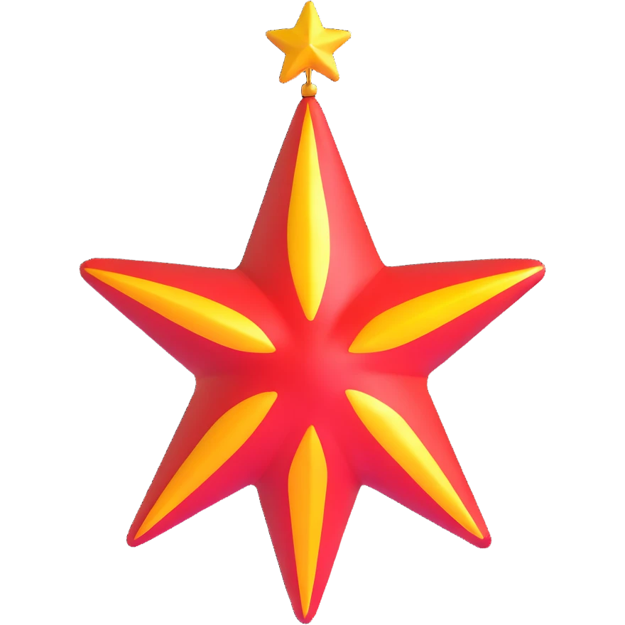 Morning Star symbol with red helium-3 flame inside golden star emoji