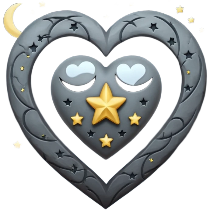 realistic gothic heart with a moon and stars emoji