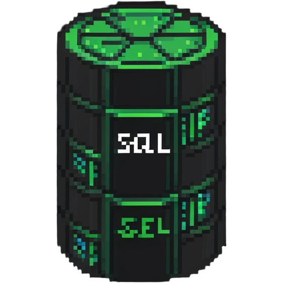 Database server logo with SQL text and cylinder symbols emoji