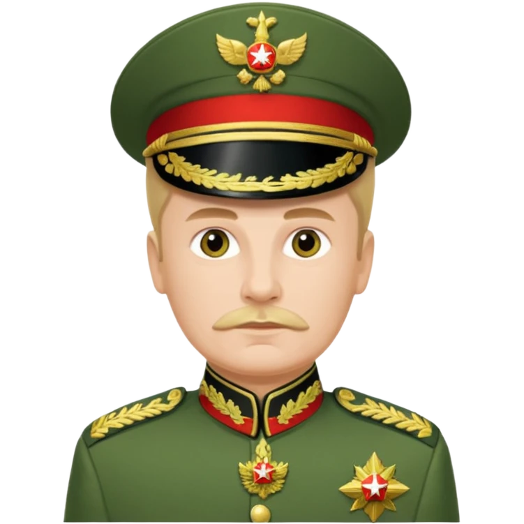 Generate a photorealistic Russian general in a green general's uniform. maximum quality and realism emoji