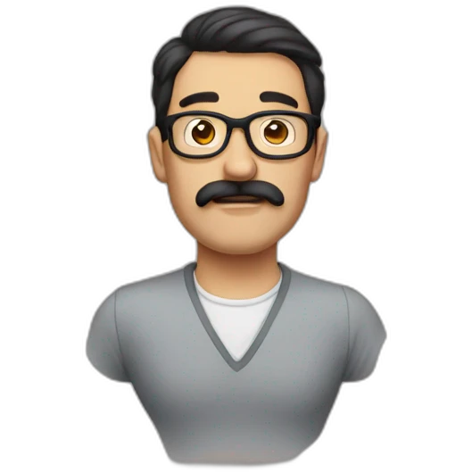 stupid guy with sparse mustache and glasses and dark hair emoji