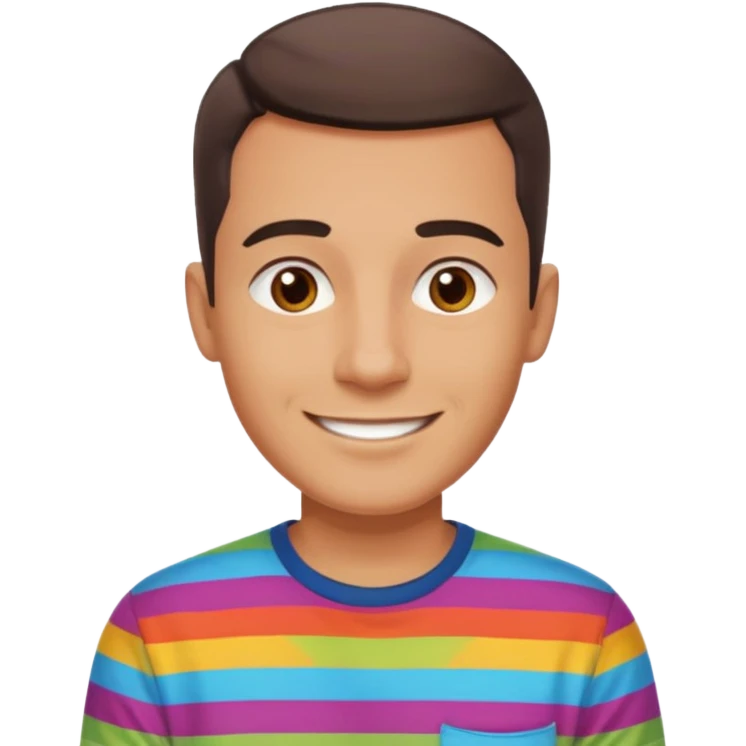 clean shaven, short hair, brown eyes, no glasses, medium skin, fun smiling man emoji