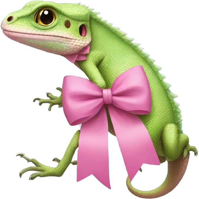 lizard with a pink bow emoji