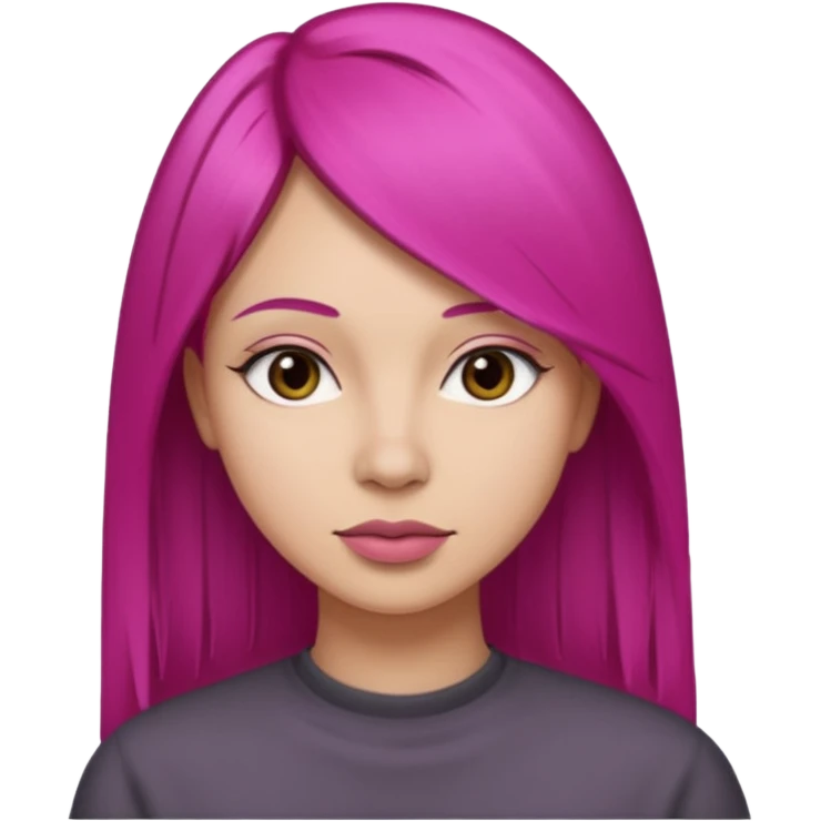 fuchsia charcoal color dyed straight hair on a woman emoji 👩🏼 emoji