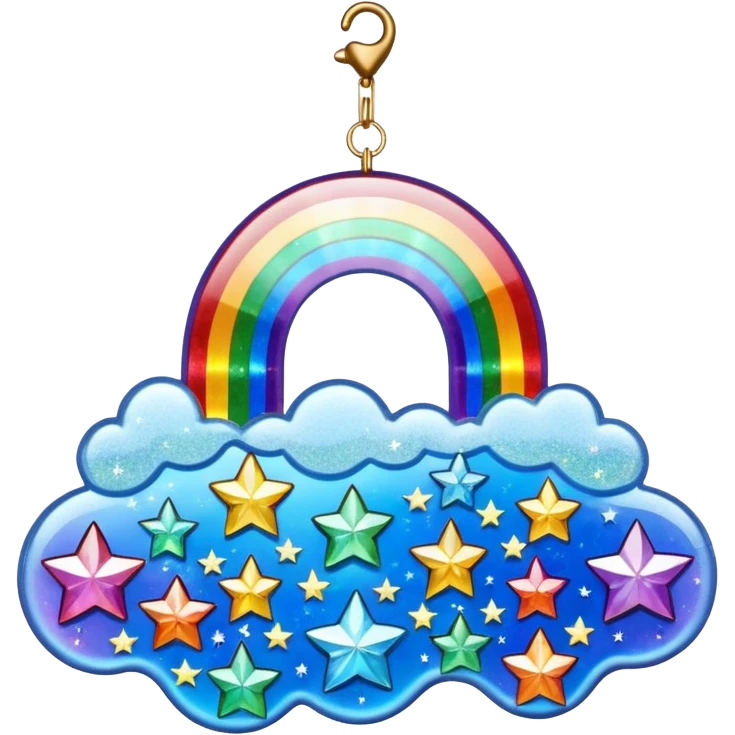 Sparkly glittery aesthetic Iridescent rainbow suncatcher hanging crystals and tiny stars emoji