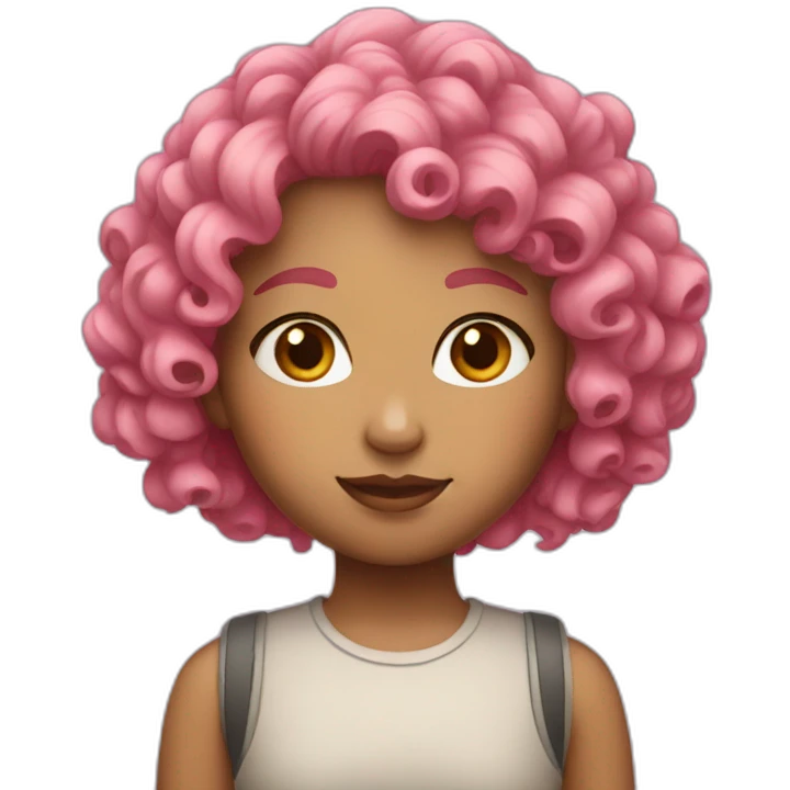 Girl with short curly pink hair emoji