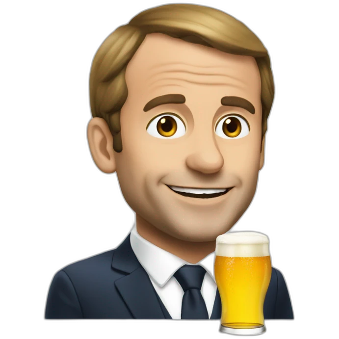 Macron avec une bière emoji