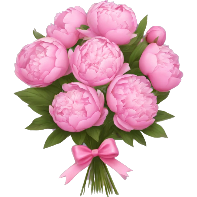 a bouquet of peonies with a little coquette bow emoji