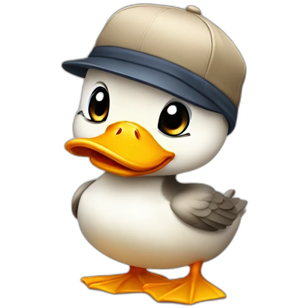 hyped cute duck wearing a flat cap emoji