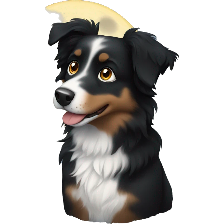 Small black australian shepherd dog moon emoji
