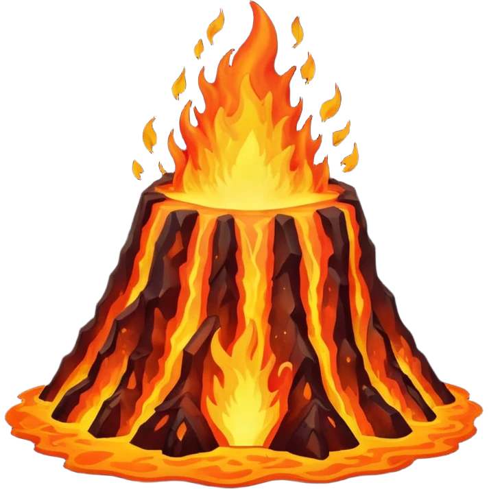 Un animal de volcan avec flammes emoji