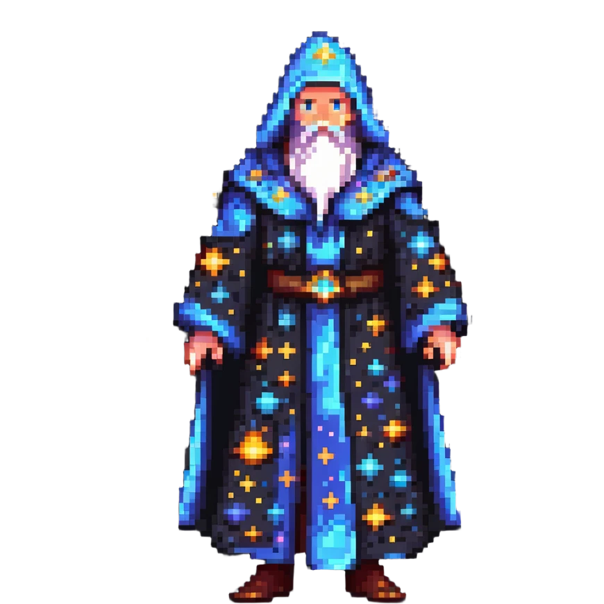 cosmic wizard with stars and galaxy robe emoji