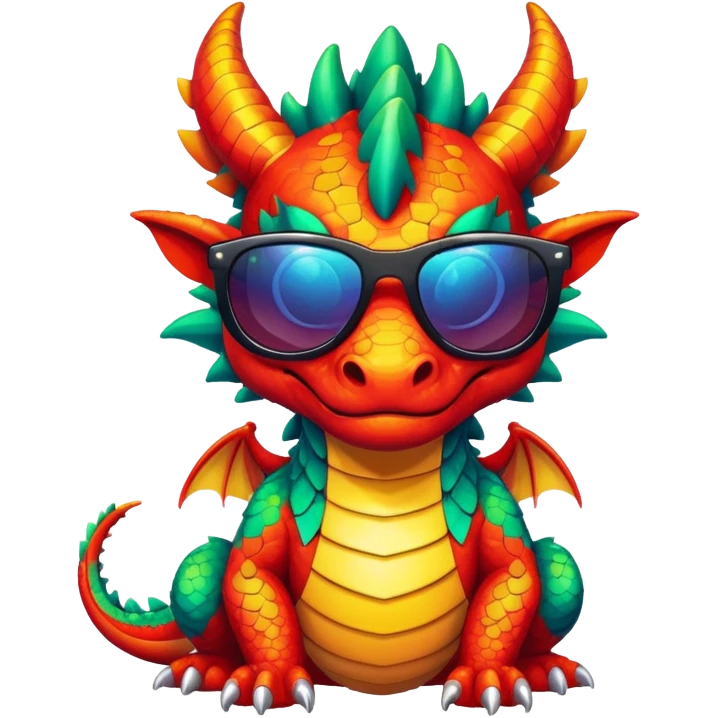 pixel art dragon wearing sunglasses emoji