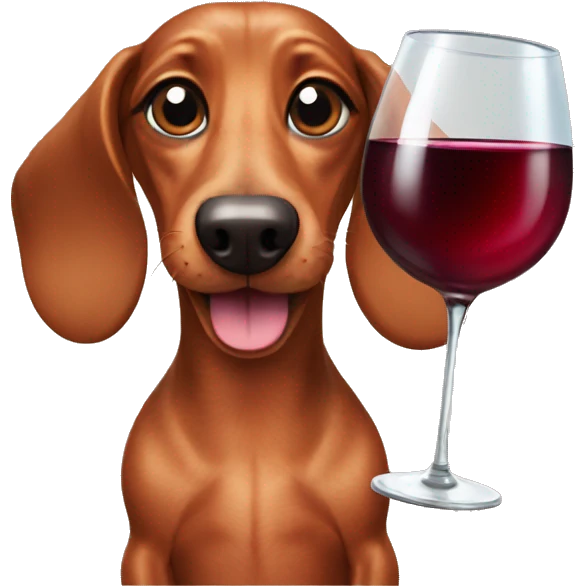 Dachshund with glass of wine emoji