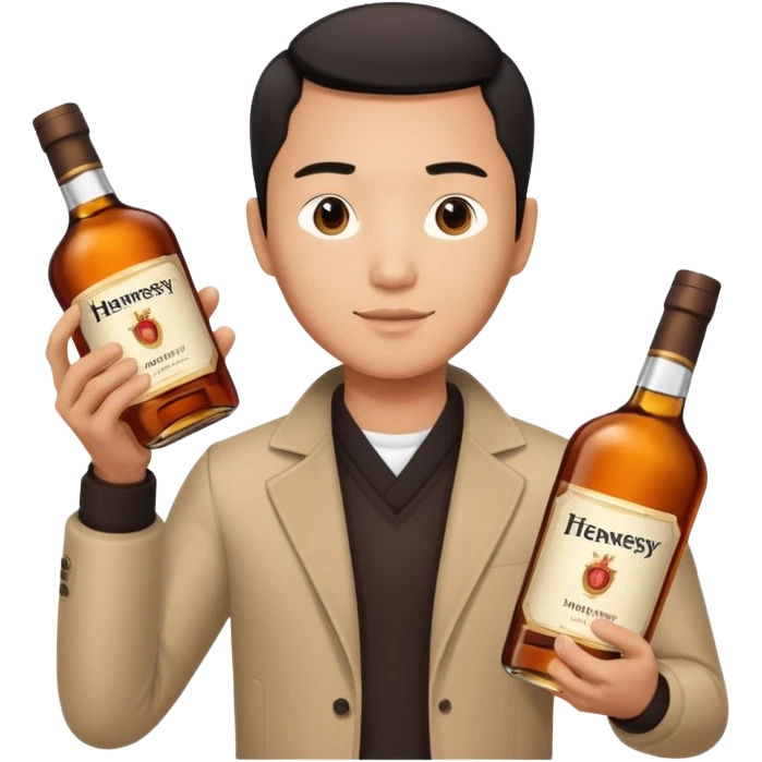 Asian man with hennessy emoji