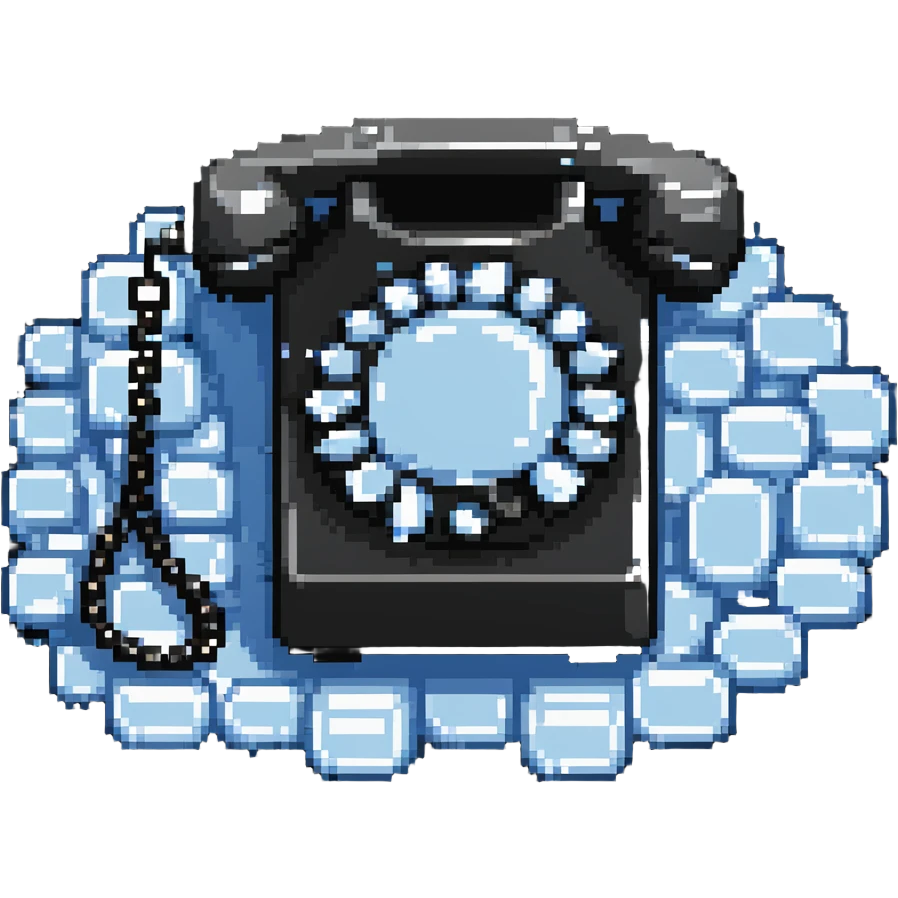Telephone with ice crystals, cold call concept emoji