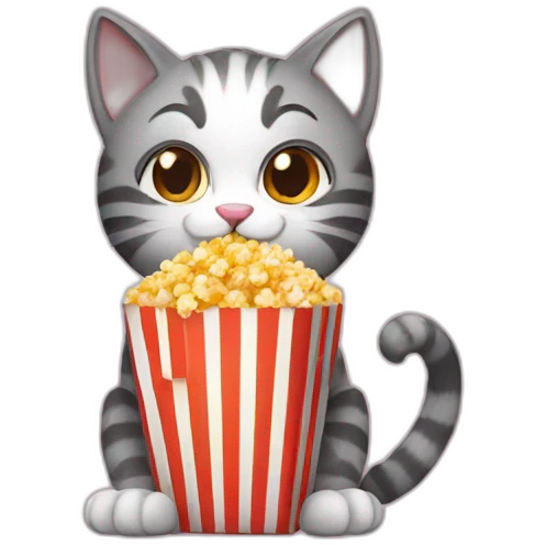 cat eats pop corn emoji